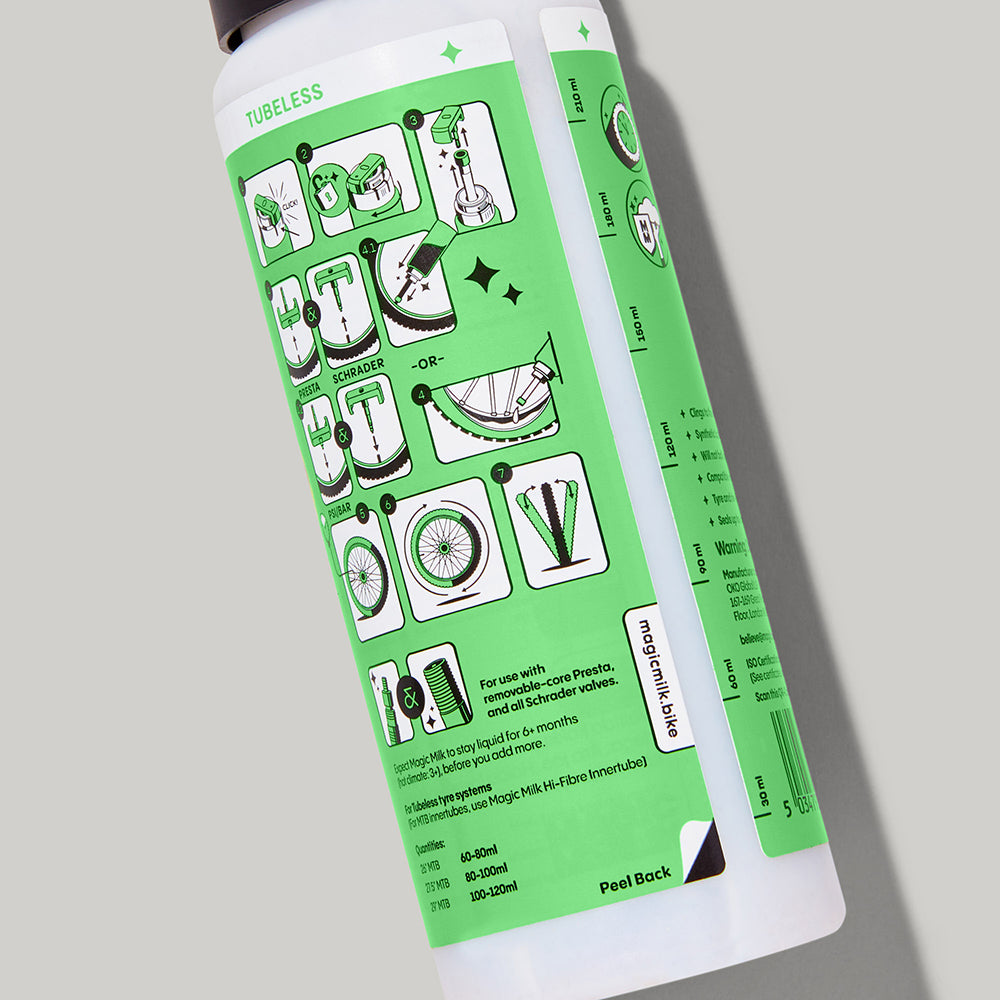 Magic Milk Tubeless Original sealant bottle — back view