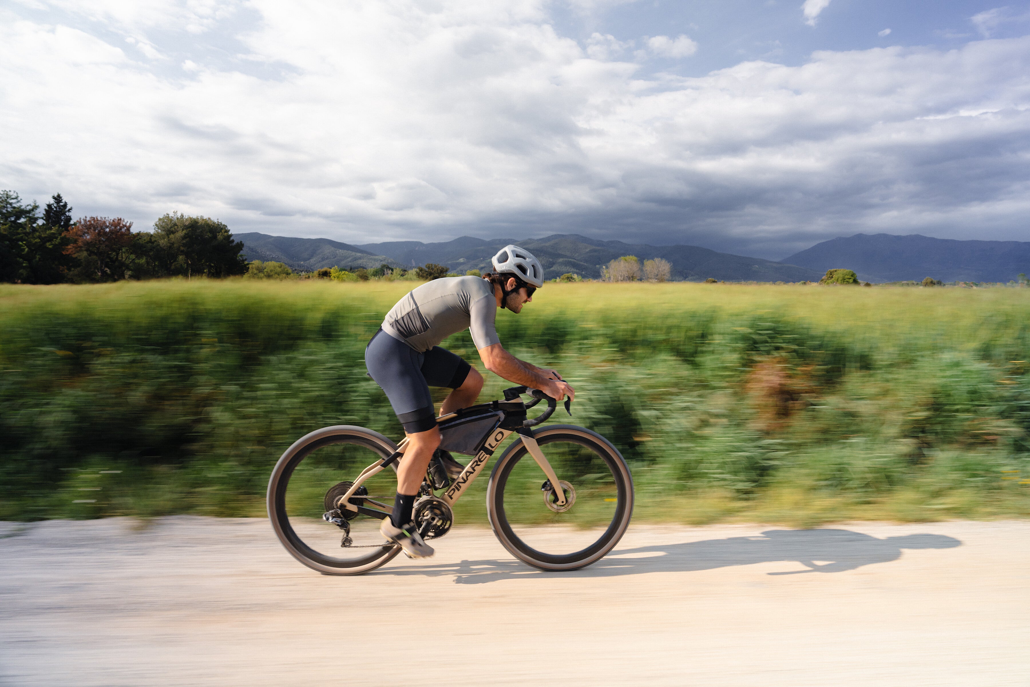 Road cyclist on a Magic Milk-equipped bike