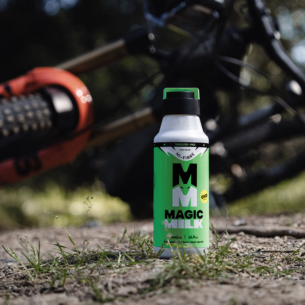 Magic Milk Tubeless-Pro Hi-Fibre sealant in use — MTB, gravel and road tubeless riding
