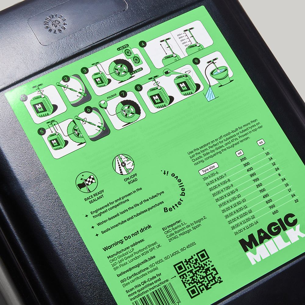 Magic Milk Quad & ATV sealant — 20-litre workshop size for farm, fleet and competition workshops