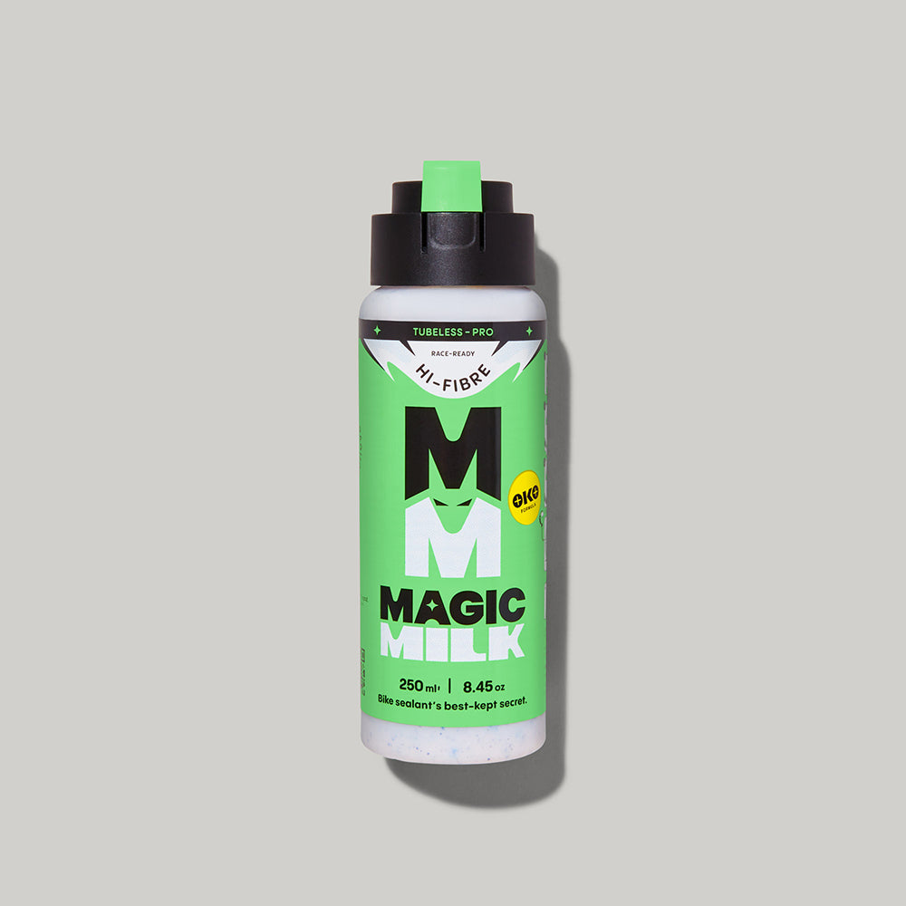 Magic Milk Tubeless-Pro Hi-Fibre sealant bottle — front view