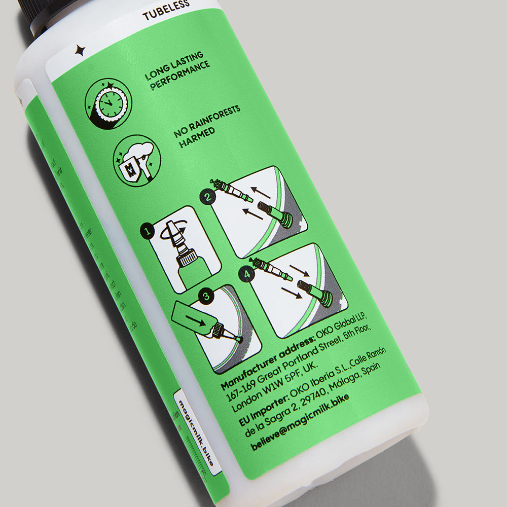 Magic Milk Tubeless Original sealant bottle — back view