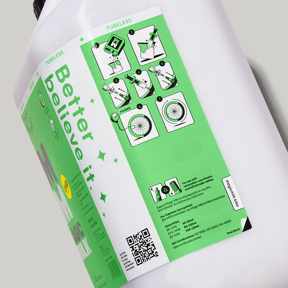 Magic Milk Tubeless Original sealant bottle — back view